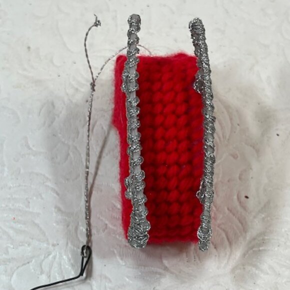 Set of 2 Holiday Crochet Bear Rocking Chair Baby Sleigh Ornaments Handcrafted - Picture 14 of 16